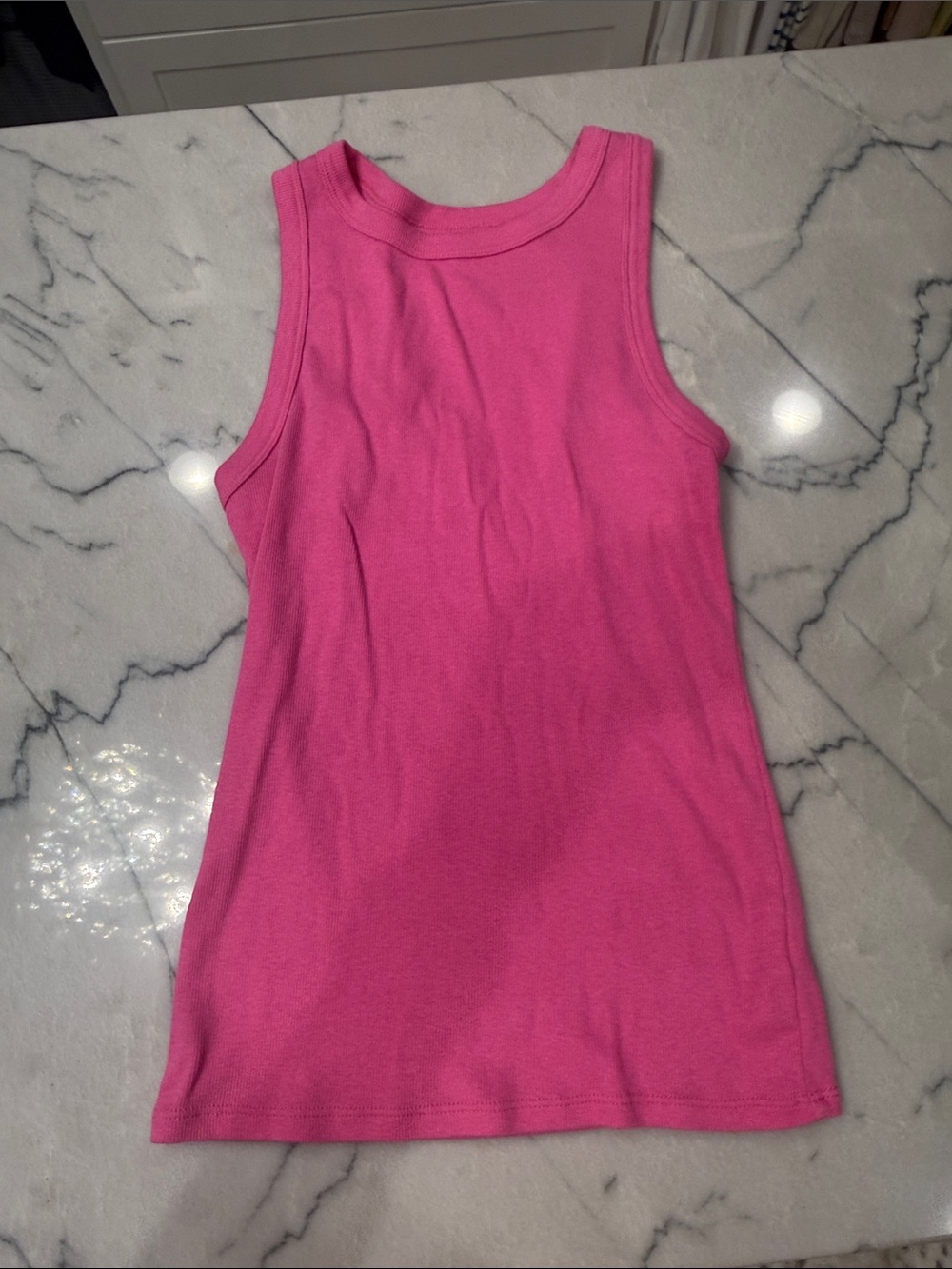 a new day Hot Pink Ribbed Tank Top